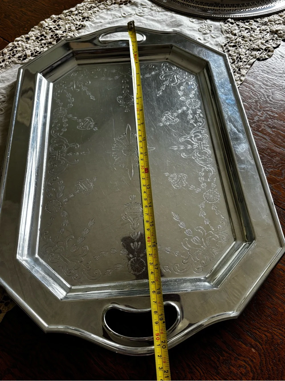 Chrome over Brass Decorative Serving Tray - Foreman Ware